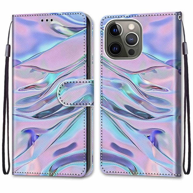 iPhone 13 Pro Max Handy Hülle - Leder Bookcover Image Series - Wellen