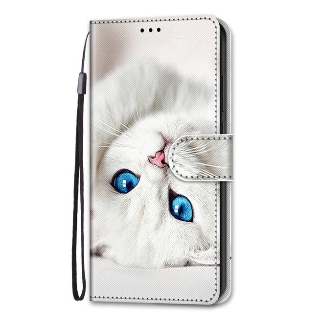 Étui pour iPhone 13 Pro - Série Couverture Livre en Cuir - Chat Blanc