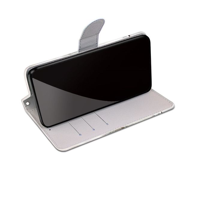 Étui pour iPhone 13 Pro - Série Couverture Livre en Cuir - Chat Blanc