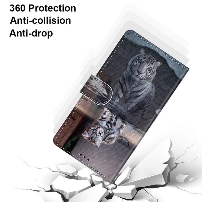 iPhone 13 Pro Handy Hülle - Leder Bookcover Image Series - Katze und Tiger