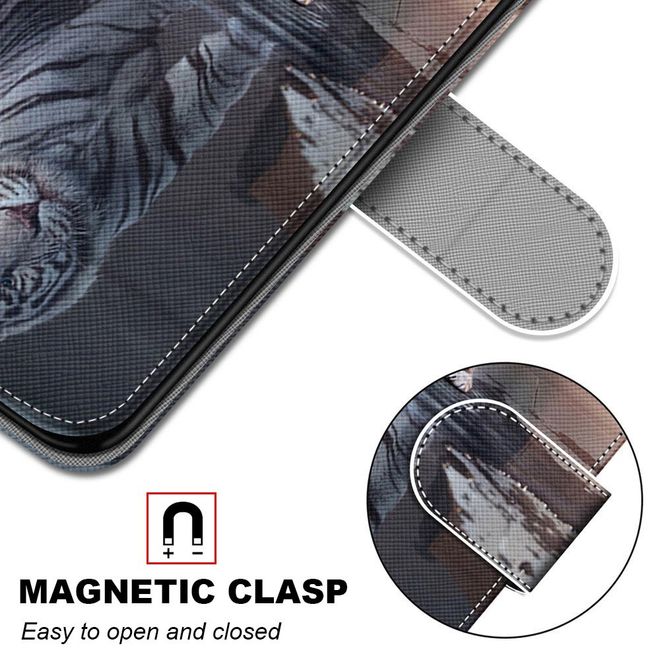 iPhone 13 Pro Handy Hülle - Leder Bookcover Image Series - Katze und Tiger