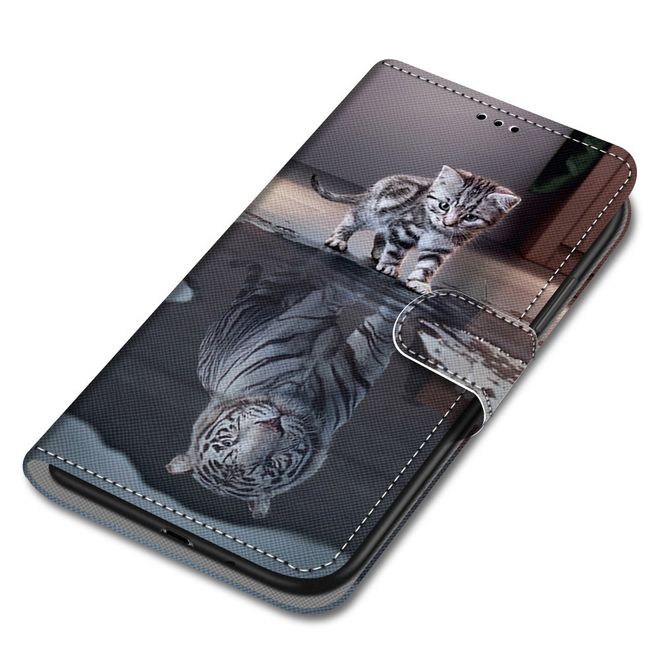 iPhone 13 Pro Handy Hülle - Leder Bookcover Image Series - Katze und Tiger