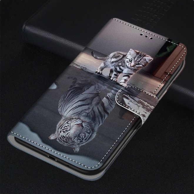 iPhone 13 Pro Handy Hülle - Leder Bookcover Image Series - Katze und Tiger