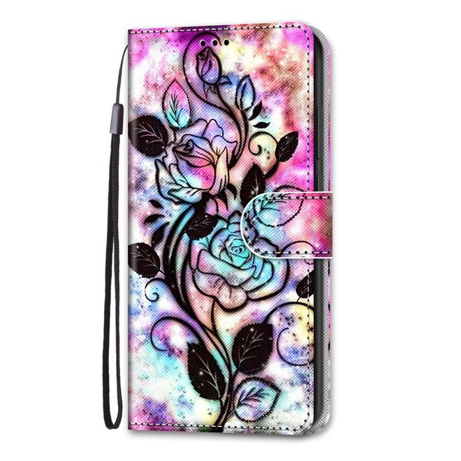 Étui pour iPhone 13 Pro - Collection Couverture Livre en Cuir - Fleur Noire