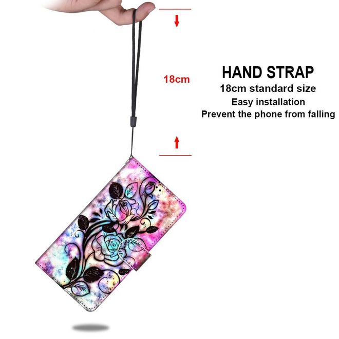 Étui pour iPhone 13 Pro - Collection Couverture Livre en Cuir - Fleur Noire
