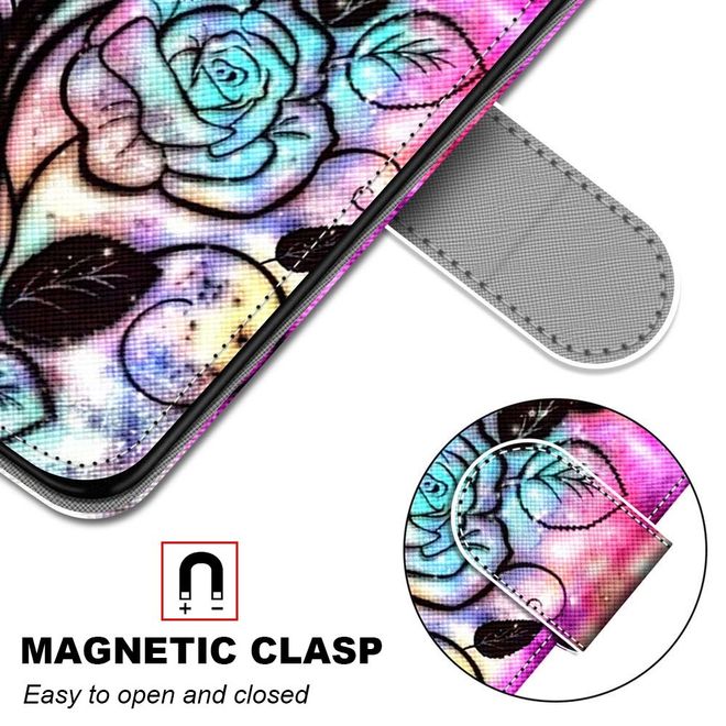 Étui pour iPhone 13 Pro - Collection Couverture Livre en Cuir - Fleur Noire