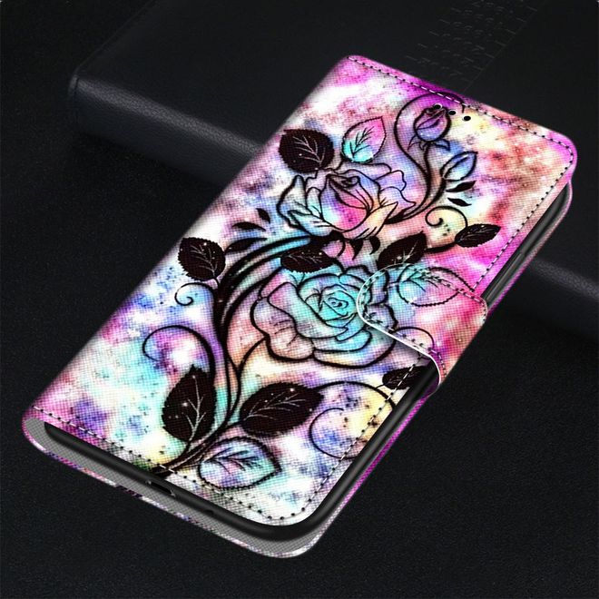 Étui pour iPhone 13 Pro - Collection Couverture Livre en Cuir - Fleur Noire