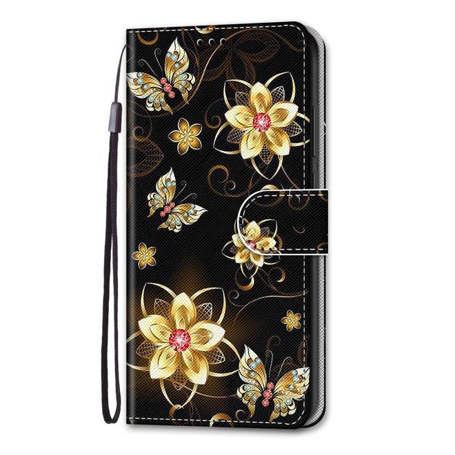iPhone 13 Pro Handy Hülle - Leder Bookcover Image Series - goldene Blumen