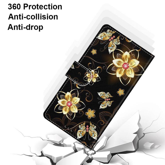 iPhone 13 Pro Handy Hülle - Leder Bookcover Image Series - goldene Blumen