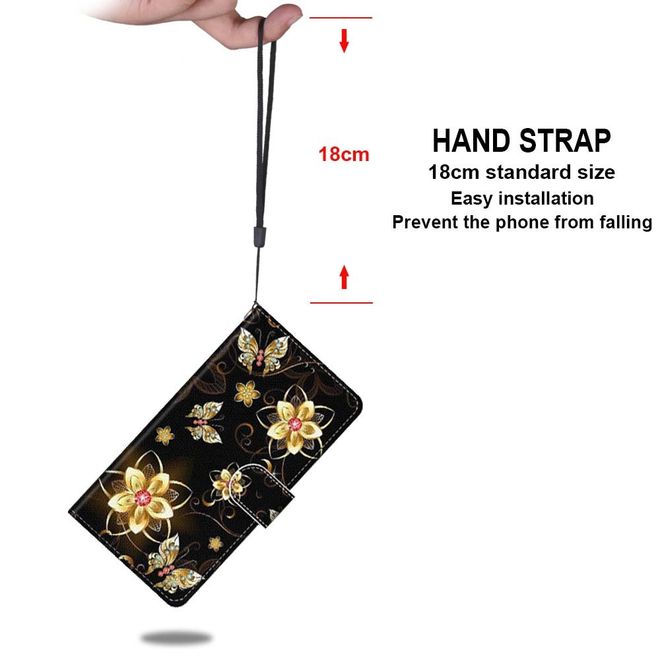 iPhone 13 Pro Handy Hülle - Leder Bookcover Image Series - goldene Blumen