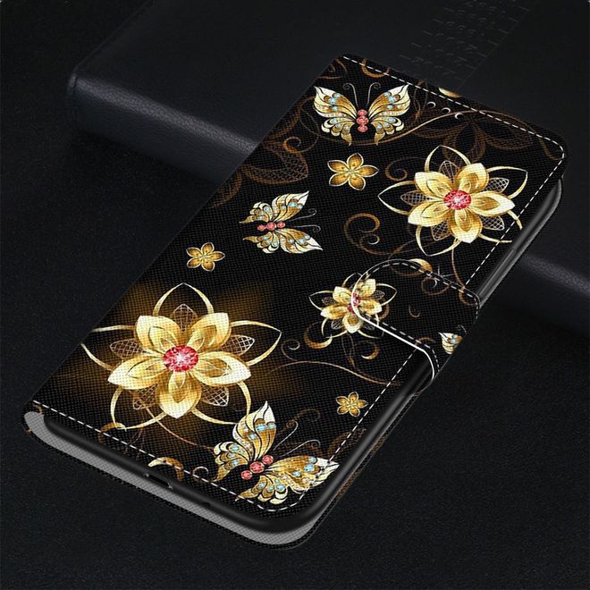 iPhone 13 Pro Handy Hülle - Leder Bookcover Image Series - goldene Blumen