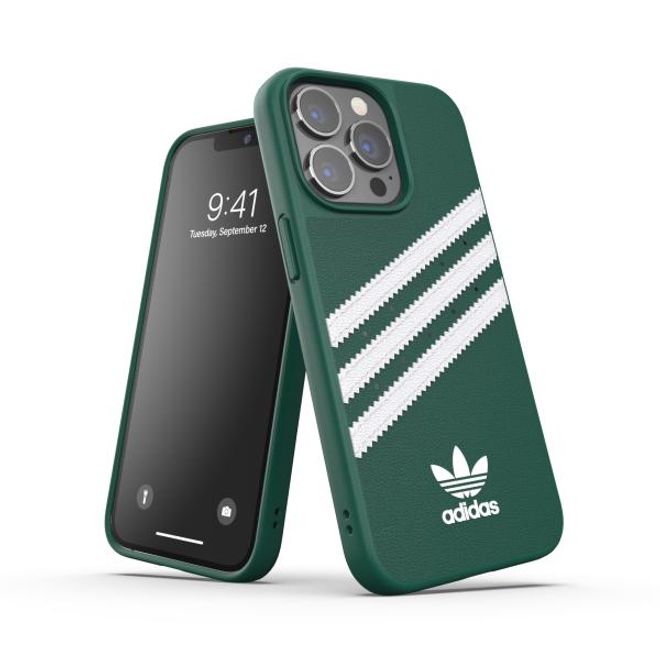 Adidas - iPhone 13 Pro Hülle - Kunstleder Hardcase - OR Moulded Case PU Series - grün
