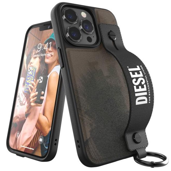 Diesel - iPhone 13 Pro / iPhone 13 Hülle - Hardcase mit Schlaufe - Handstrap Case Military Brushed Series - grün
