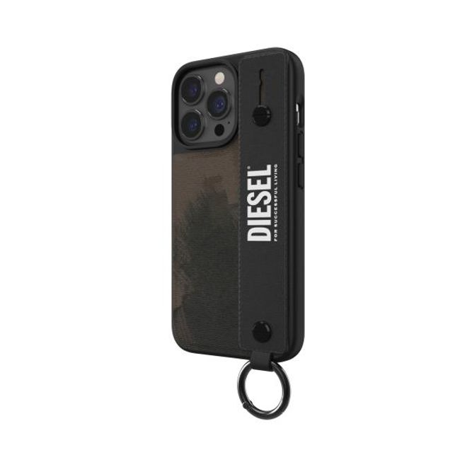 Diesel - iPhone 13 Pro / iPhone 13 Hülle - Hardcase mit Schlaufe - Handstrap Case Military Brushed Series - grün