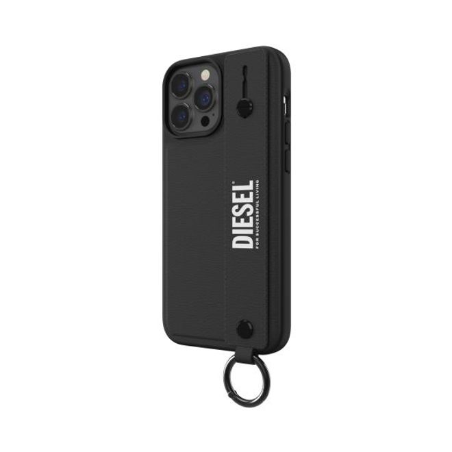 Diesel - iPhone 13 Pro Max Hülle - Hardcase mit Schlaufe - Leather Tech Chain Handstrap Case Series - schwarz
