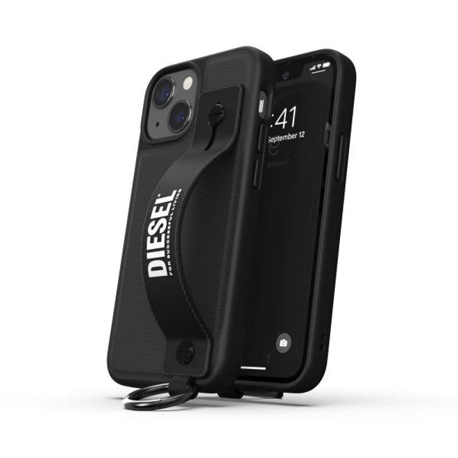 Diesel - iPhone 13 mini Hülle - Hardcase mit Schlaufe - Leather Tech Chain Handstrap Case Series - schwarz