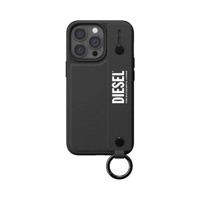 Diesel - iPhone 13 Pro / iPhone 13 Hülle - Hardcase mit Schlaufe - Leather Tech Chain Handstrap Case Series - schwarz
