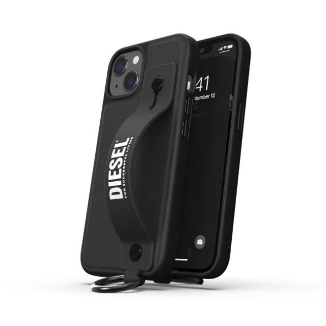 Diesel - iPhone 13 Hülle - Hardcase mit Schlaufe - Leather Tech Chain Handstrap Case Series - schwarz
