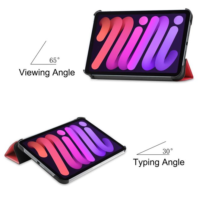 iPad mini 6 Leder Hülle - dreifach faltbar - rot