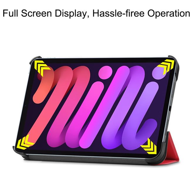 iPad mini 6 Leder Hülle - dreifach faltbar - rot