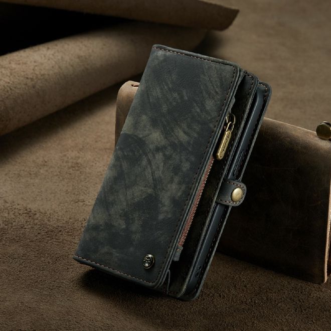 Caseme - iPhone 13 mini Handyhülle - Leder Portemonnaie mit abnehmbarer Plastik Hülle - schwarz