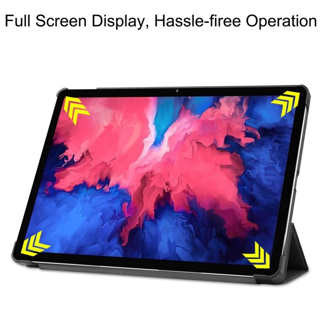 Étui en cuir pour Lenovo Tab P11 - Pliable en trois parties - Noir