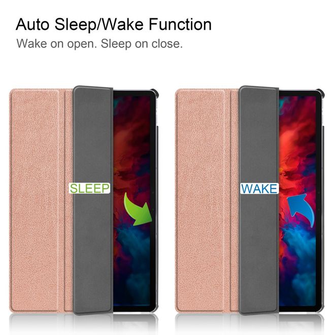 Lenovo Tab P11 Pro Leather Case - Tri-fold - Rose Gold
