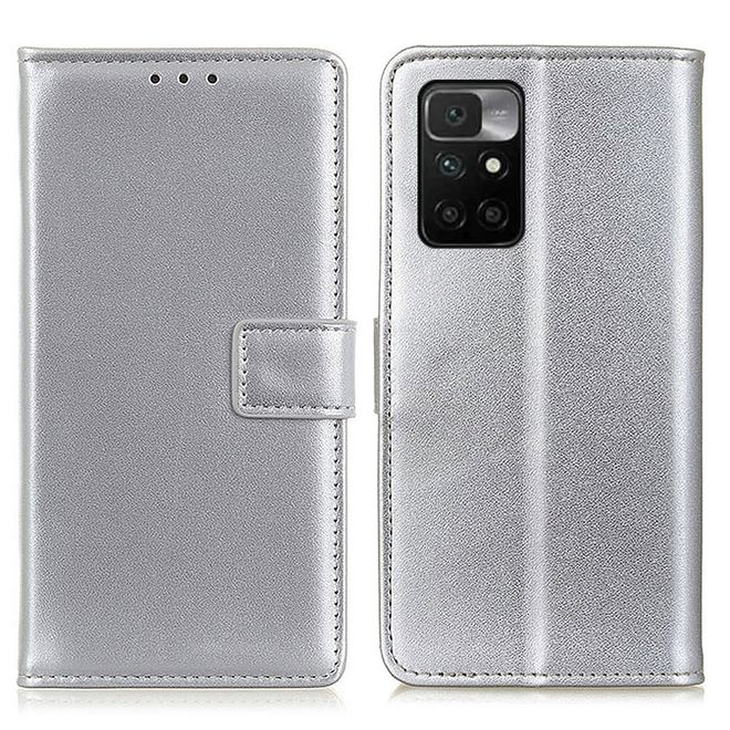 Xiaomi Redmi 10 Handy Hülle - Classic II Leder Bookcover Series - silber