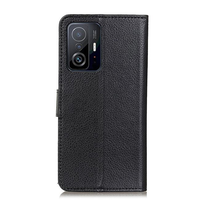 Xiaomi 11T / 11T Pro Handy Hülle - Litchi Leder Bookcover Series - schwarz