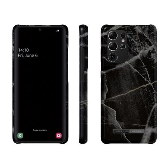 iDeal of Sweden - Samsung Galaxy S21 Ultra Hülle - Printed Case - Black Thunder Marble