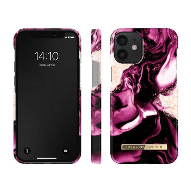 iDeal of Sweden - iPhone 12 mini Hülle - Printed Case - Golden Ruby Marble