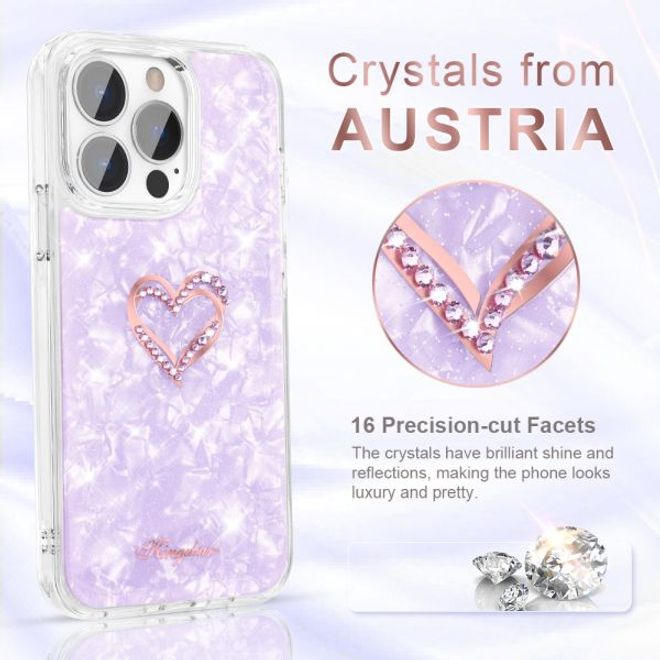 Kingxbar - iPhone 13 Pro Schutzhülle - Case mit Kristallen - Epoxy Series - lila