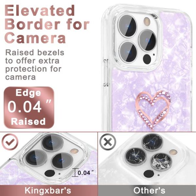 Kingxbar - iPhone 13 Pro Schutzhülle - Case mit Kristallen - Epoxy Series - lila
