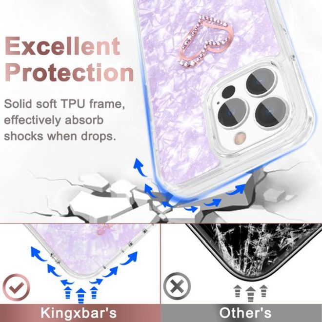 Kingxbar - iPhone 13 Pro Schutzhülle - Case mit Kristallen - Epoxy Series - lila