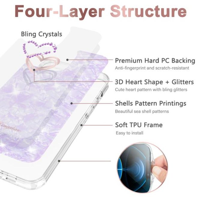 Kingxbar - iPhone 13 Pro Schutzhülle - Case mit Kristallen - Epoxy Series - lila