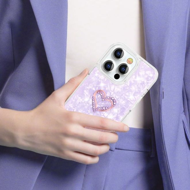 Kingxbar - iPhone 13 Pro Schutzhülle - Case mit Kristallen - Epoxy Series - lila