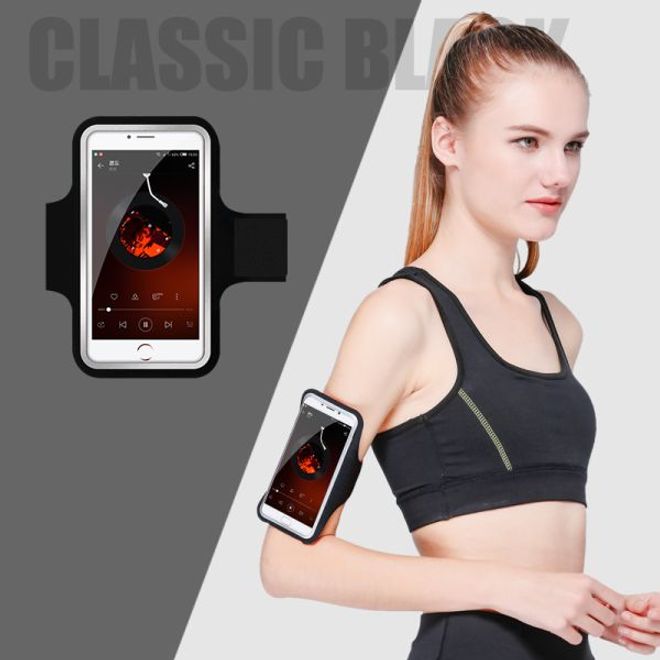 MU Sport - Universal Sport Armband für Smartphones von 5.5" bis 6.5" - mit Innentasche - schwarz
