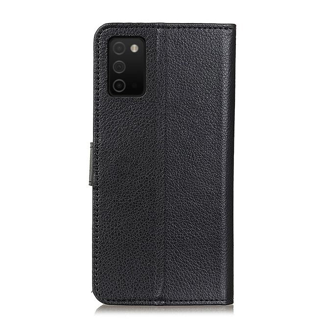 Samsung Galaxy A03s Handy Hülle - Litchi Leder Bookcover Series - schwarz