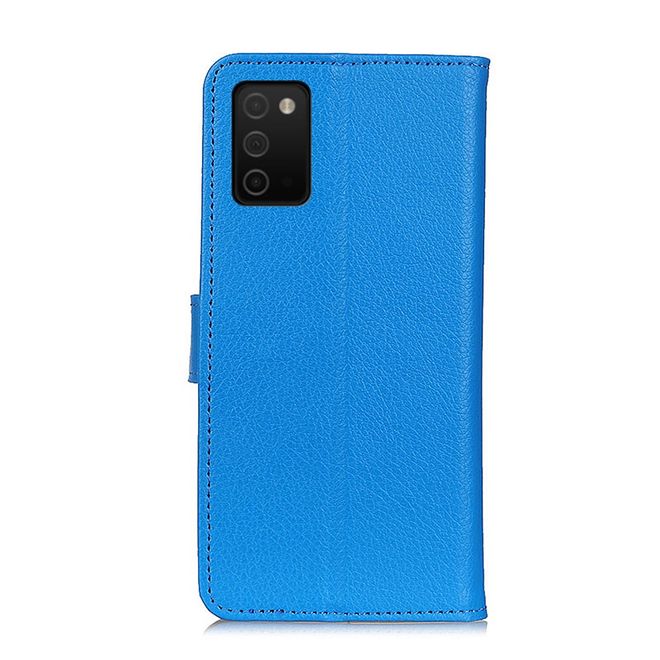 Samsung Galaxy A03s Handy Hülle - Litchi Leder Bookcover Series - blau