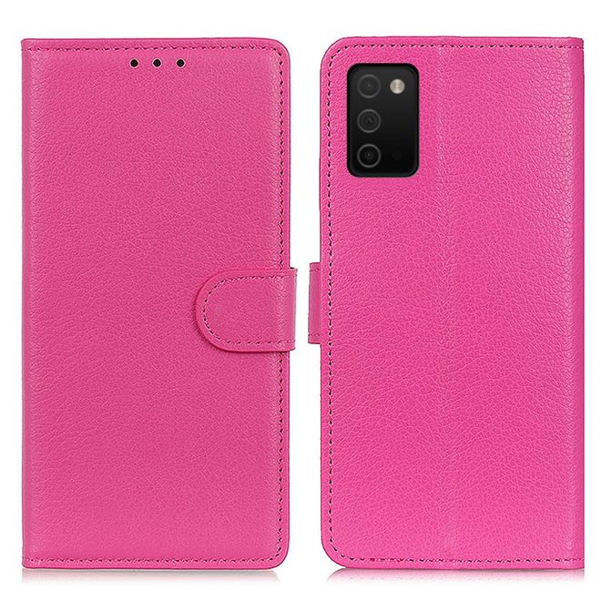 Samsung Galaxy A03s Handy Hülle - Litchi Leder Bookcover Series - rosa