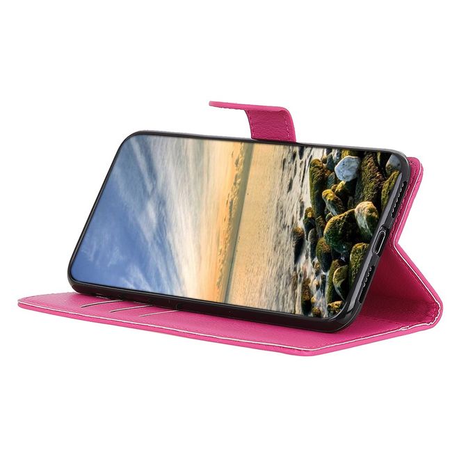 Samsung Galaxy A03s Handy Hülle - Litchi Leder Bookcover Series - rosa