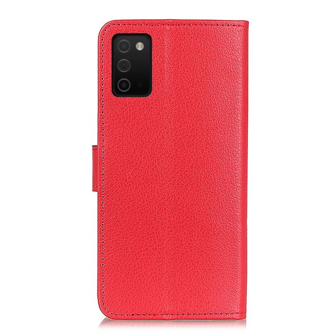 Samsung Galaxy A03s Handy Hülle - Litchi Leder Bookcover Series - rot