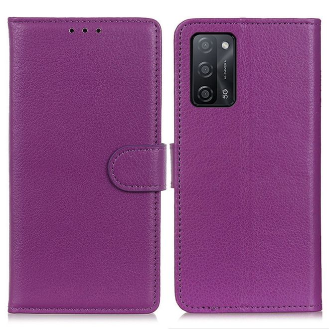 Oppo A53s 5G Handy Hülle - Litchi Leder Bookcover Series - purpur
