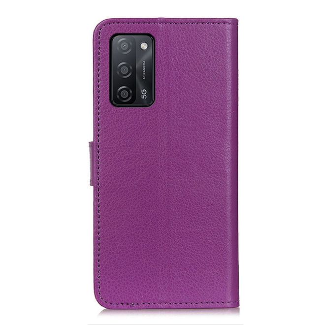 Oppo A53s 5G Handy Hülle - Litchi Leder Bookcover Series - purpur