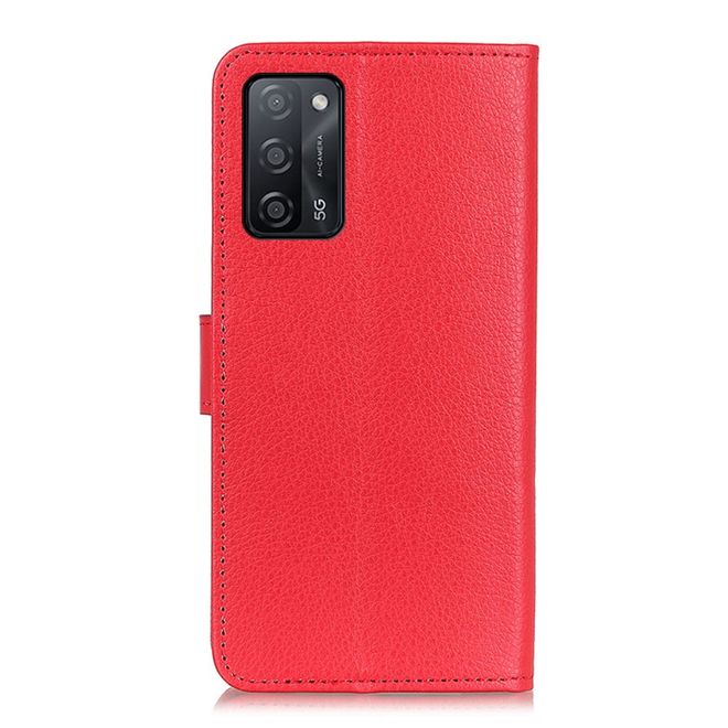 Oppo A53s 5G Handy Hülle - Litchi Leder Bookcover Series - rot