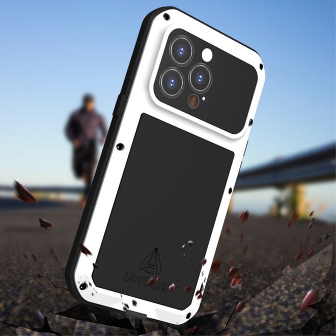 Love Mei - iPhone 13 Pro Hülle - Case aus Metall - Powerful Series - weiss