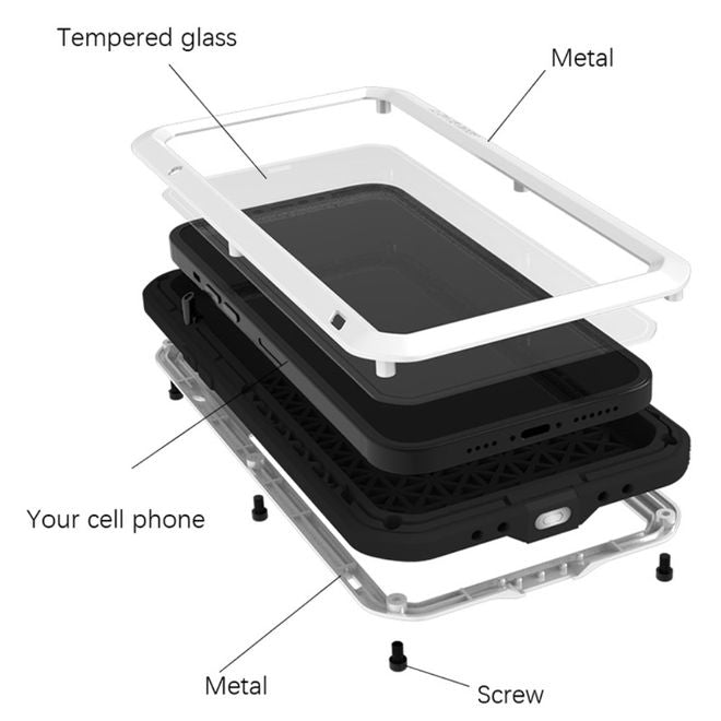 Love Mei - iPhone 13 Pro Hülle - Case aus Metall - Powerful Series - weiss