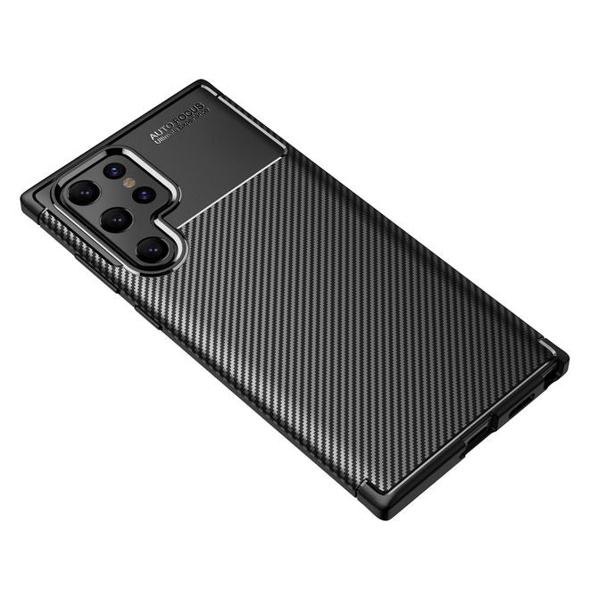 Samsung Galaxy S22 Ultra Handyhülle - Carbon Fiber TPU Softcase Series - schwarz