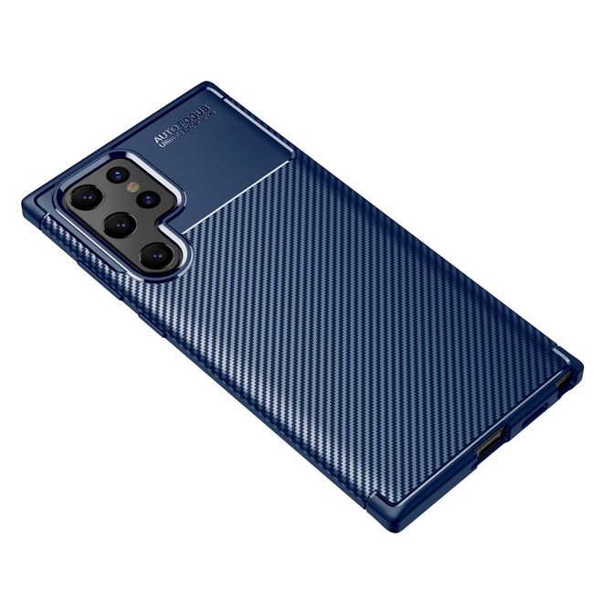 Samsung Galaxy S22 Ultra Handyhülle - Carbon Fiber TPU Softcase Series - blau