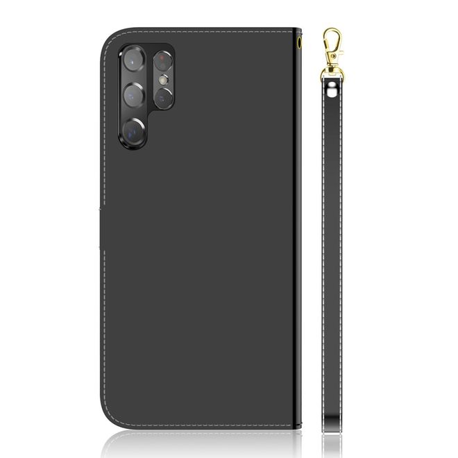 Samsung Galaxy S22 Ultra Hülle - Mirror Surface Bookcover Series - schwarz